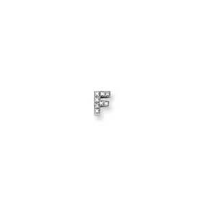 Sterling Silver Polished CZ Initial F Slide