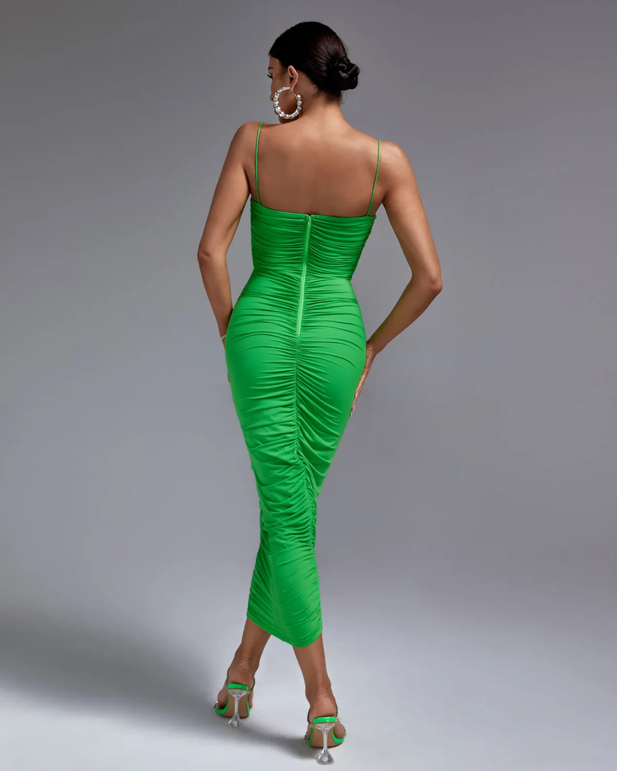 Strappy Ruched Midi Dress