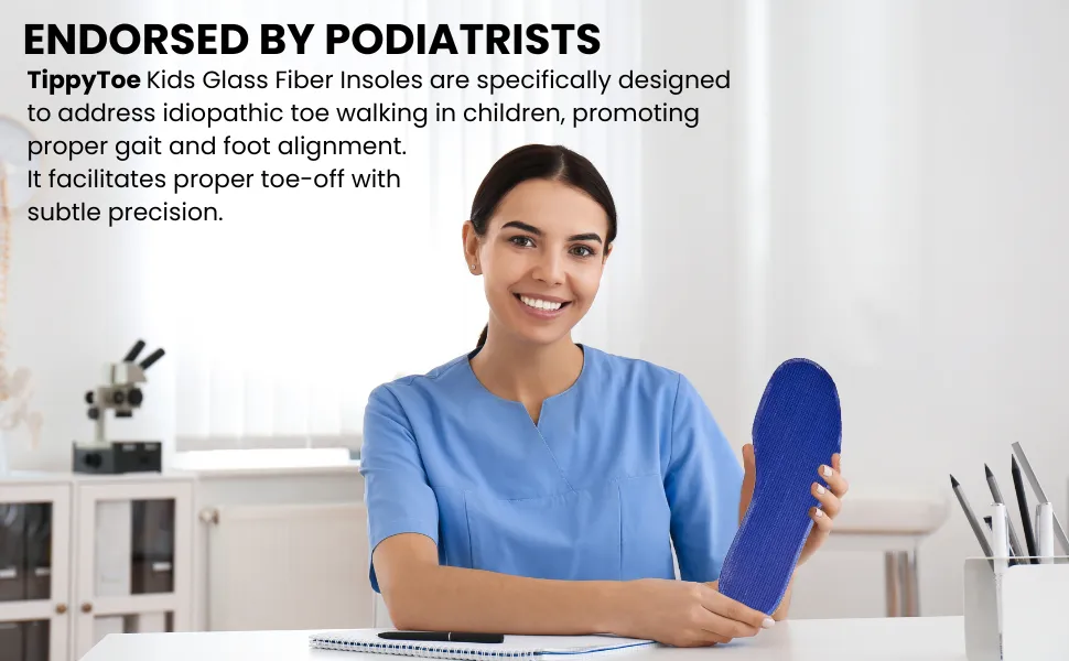 TippyToe Kids Glass Fiber Insoles for Toe Walking, Tip Toe Walking, Idiopathic Toe Walking,Toddlers and Big Kids