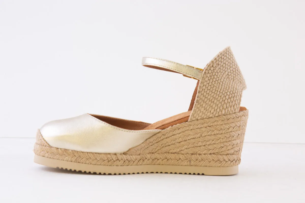 UNISA - CACERES HIGH WEDGE ESPADRILLE SLIP-ON SHOE - GOLD