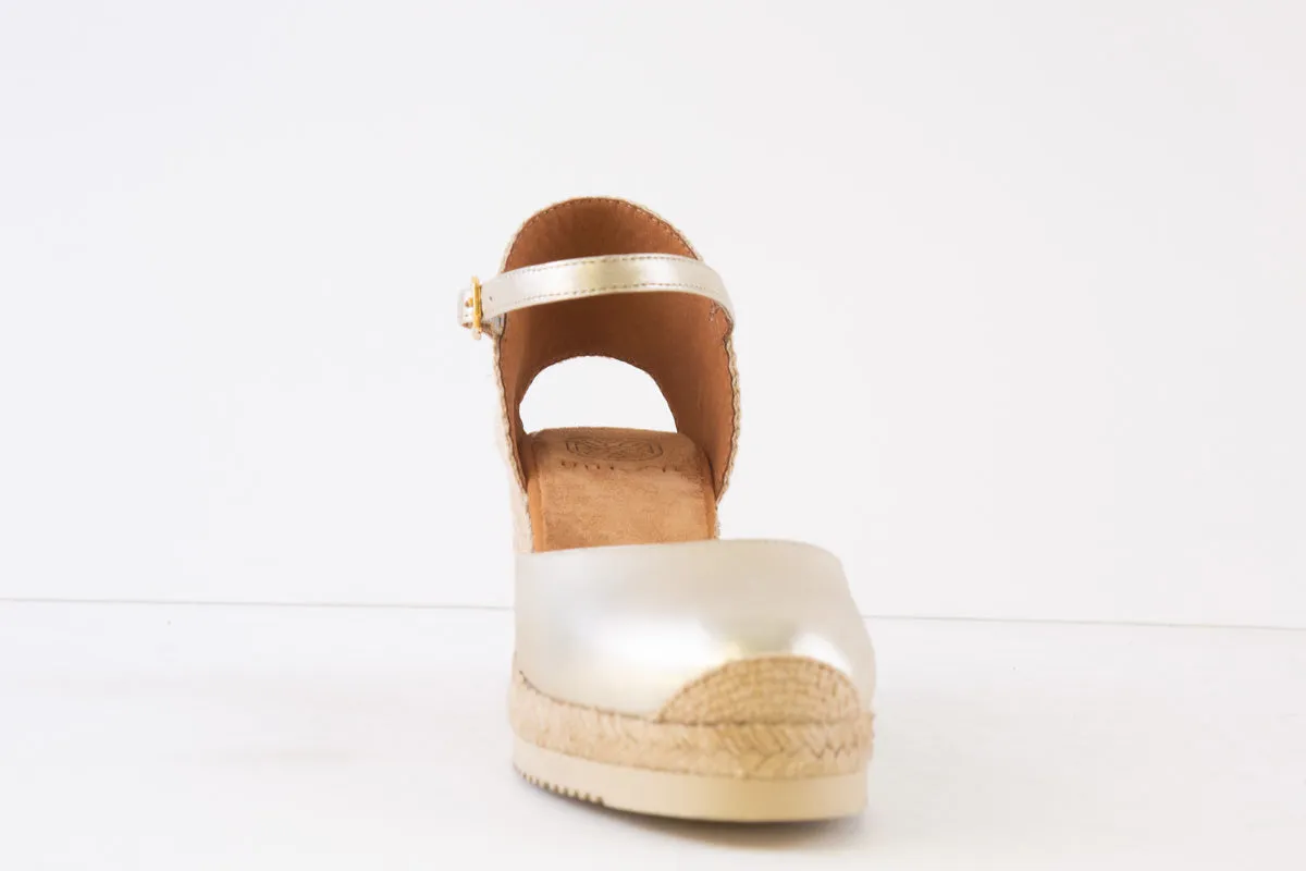 UNISA - CACERES HIGH WEDGE ESPADRILLE SLIP-ON SHOE - GOLD
