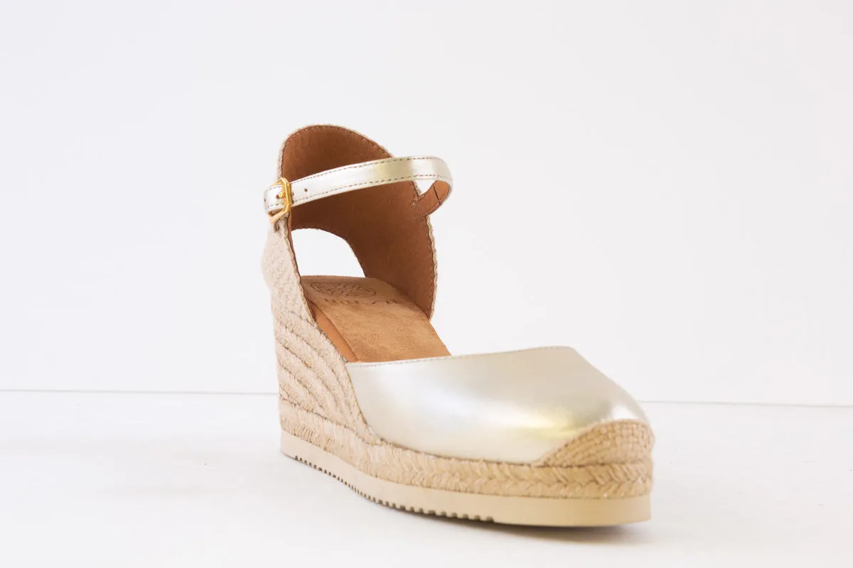 UNISA - CACERES HIGH WEDGE ESPADRILLE SLIP-ON SHOE - GOLD