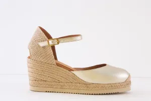 UNISA - CACERES HIGH WEDGE ESPADRILLE SLIP-ON SHOE - GOLD