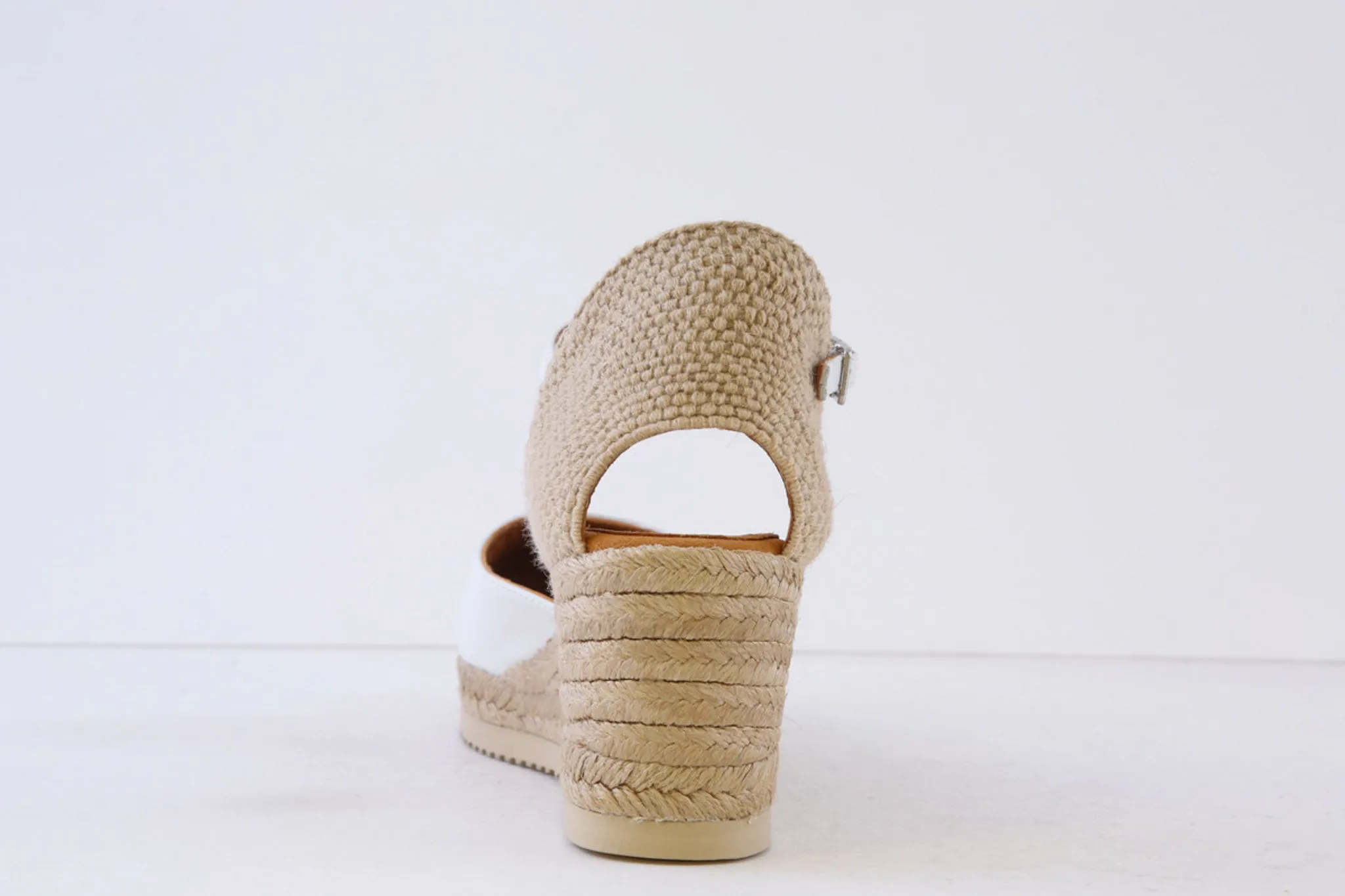 UNISA - CACERES HIGH WEDGE ESPADRILLE SLIP-ON SHOE - WHITE LEATHER