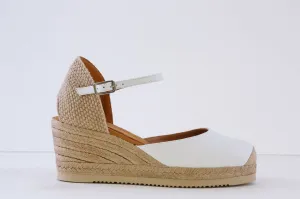 UNISA - CACERES HIGH WEDGE ESPADRILLE SLIP-ON SHOE - WHITE LEATHER