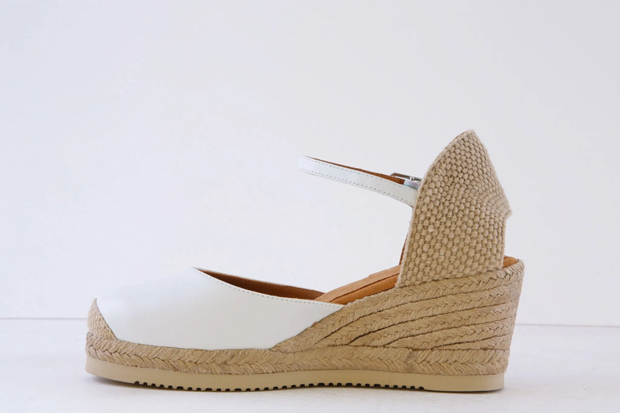 UNISA - CACERES HIGH WEDGE ESPADRILLE SLIP-ON SHOE - WHITE LEATHER
