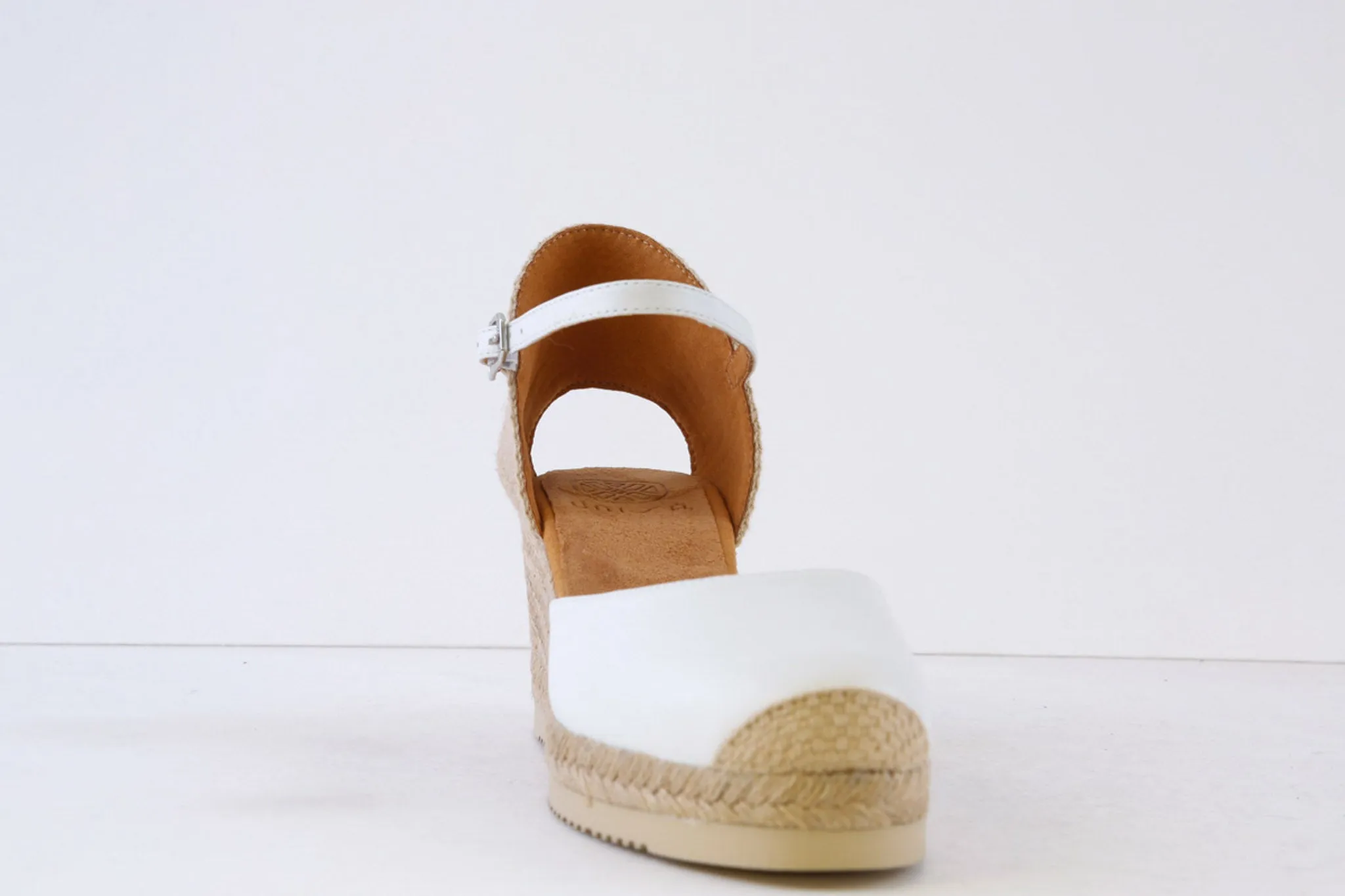 UNISA - CACERES HIGH WEDGE ESPADRILLE SLIP-ON SHOE - WHITE LEATHER