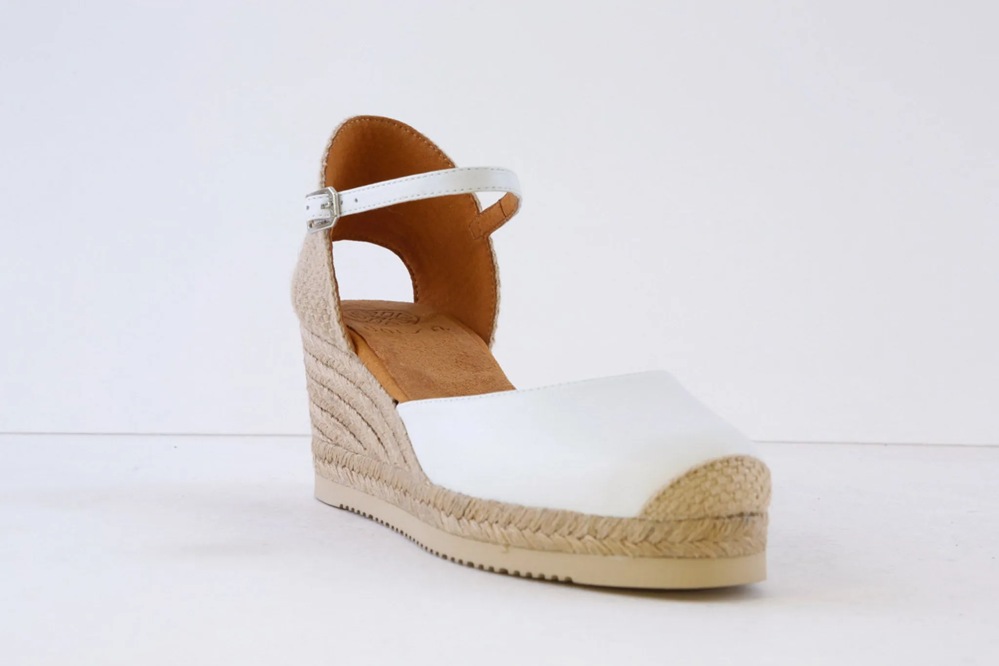 UNISA - CACERES HIGH WEDGE ESPADRILLE SLIP-ON SHOE - WHITE LEATHER