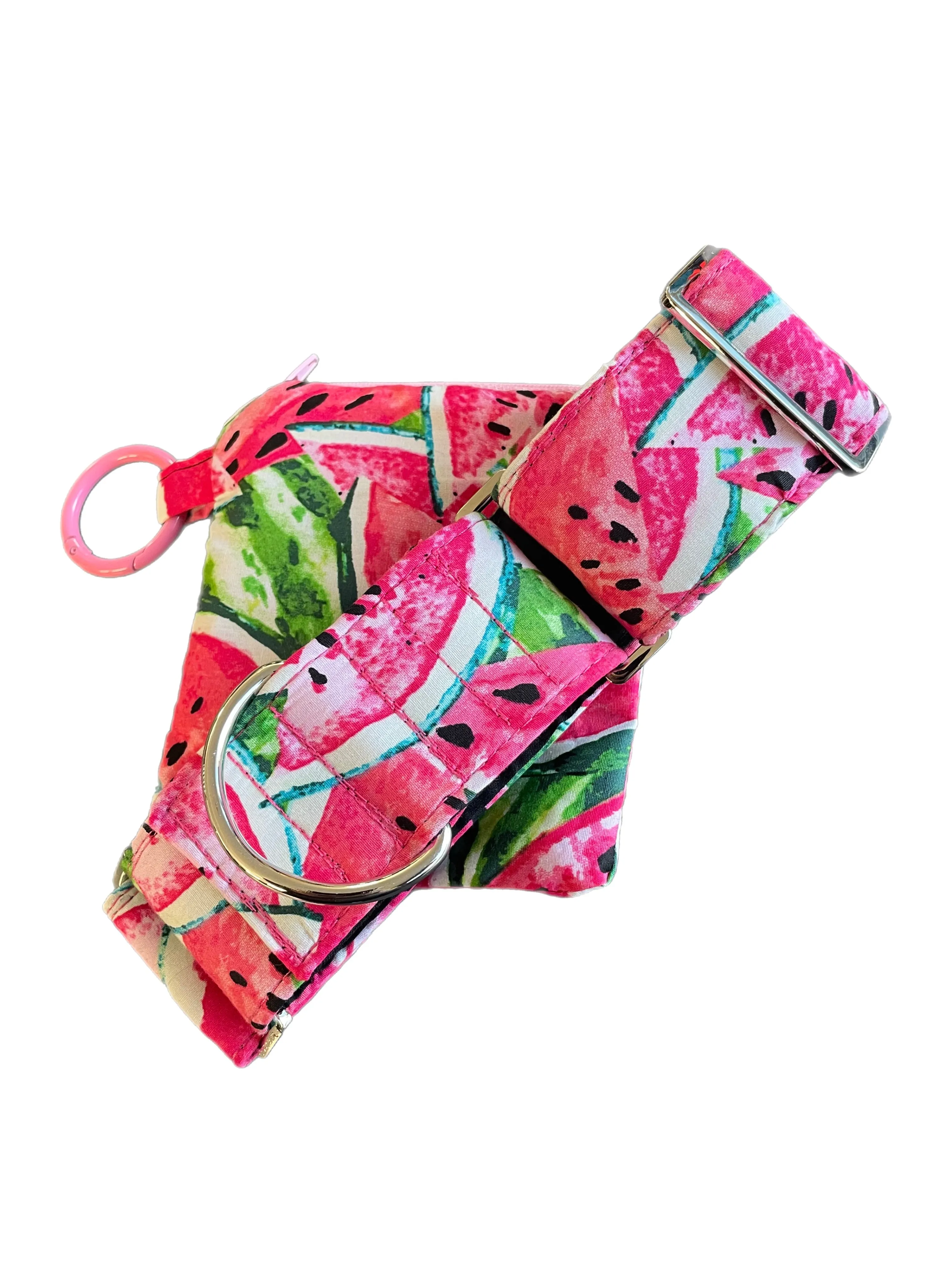 Wide Martingale greyhound collar sassy delicious watermelon cotton 50mm width super soft