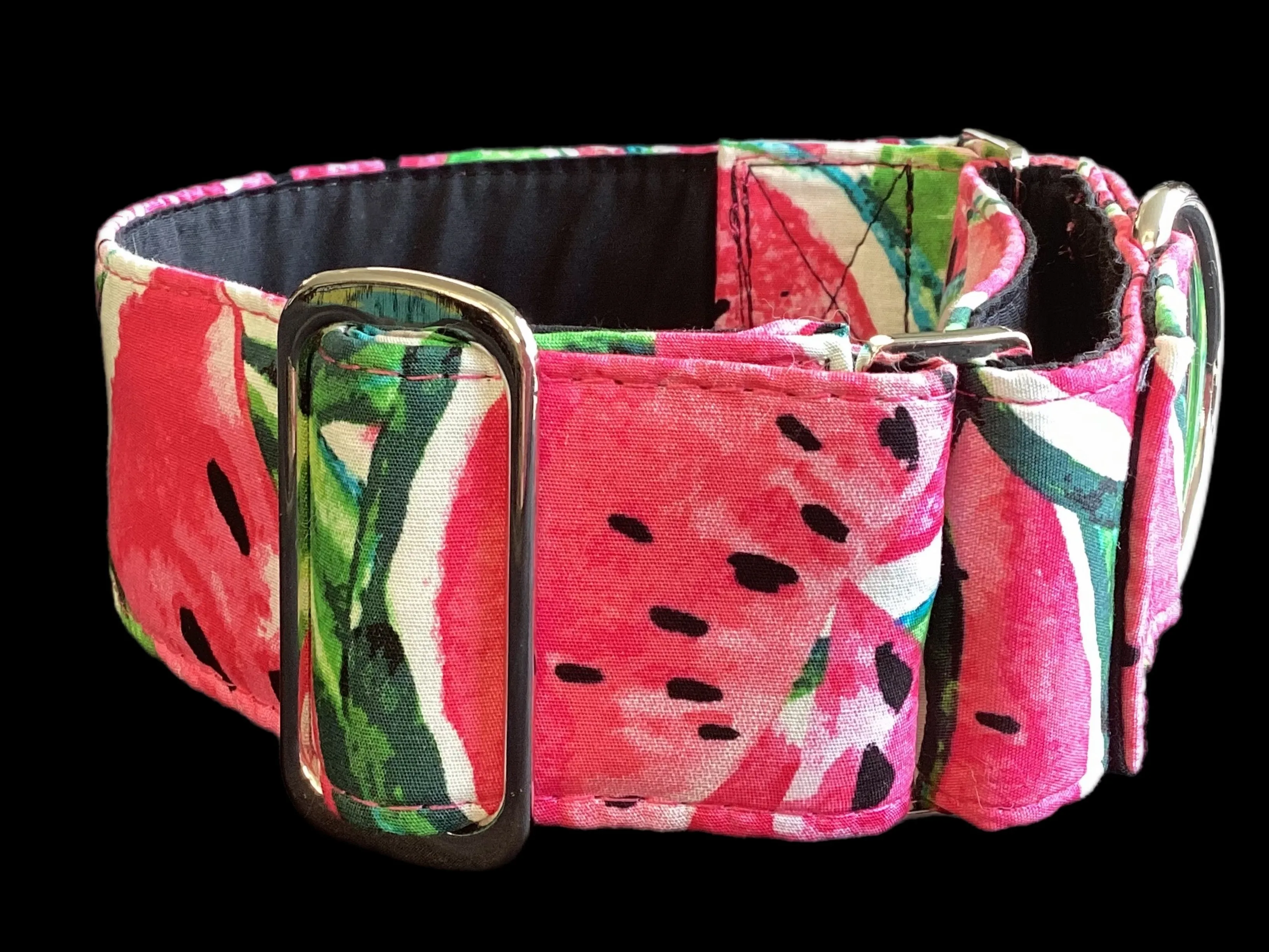 Wide Martingale greyhound collar sassy delicious watermelon cotton 50mm width super soft