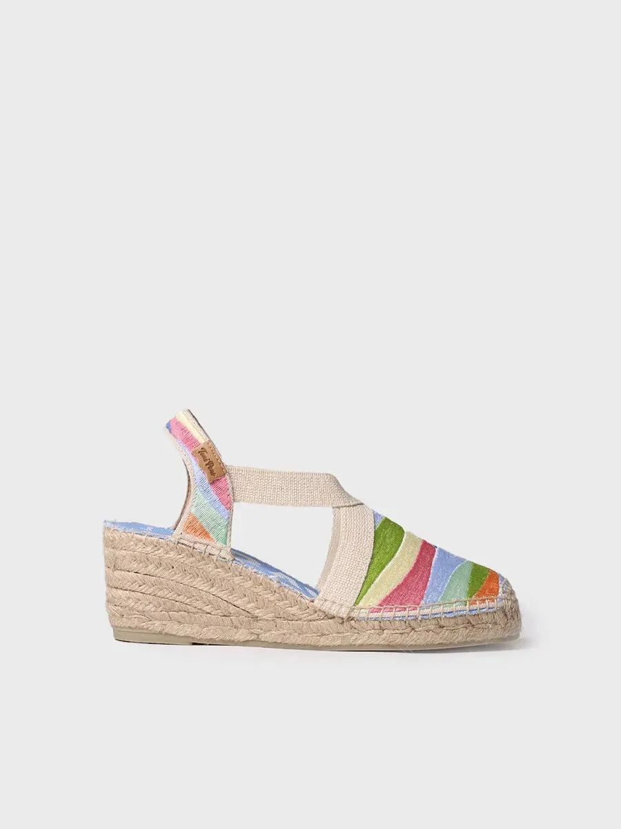 Women's wedge espadrilles with multicoloured embroidery - MONTJOI