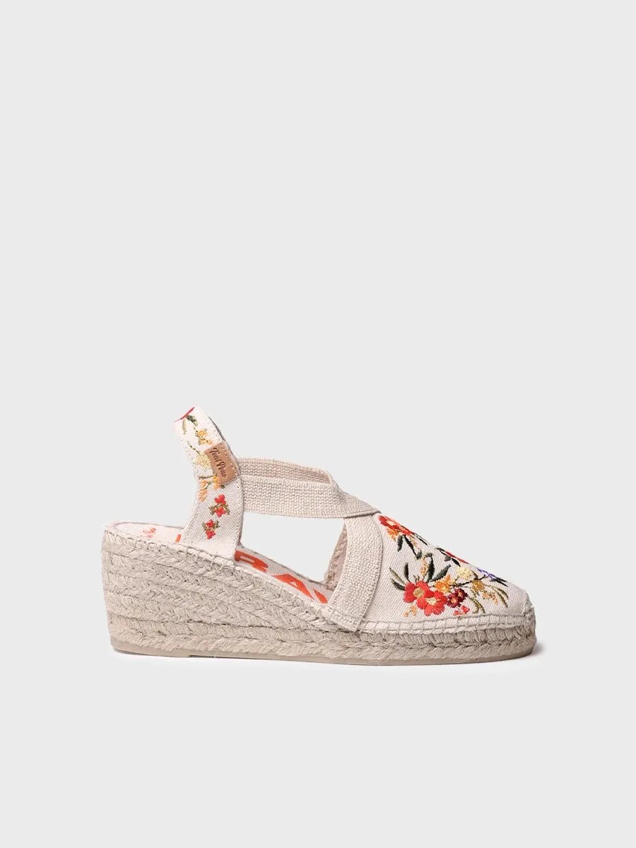 Women's wedge espadrilles with multicoloured embroidery - MONTJOI