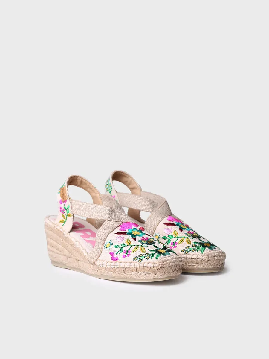 Women's wedge espadrilles with multicoloured embroidery - MONTJOI
