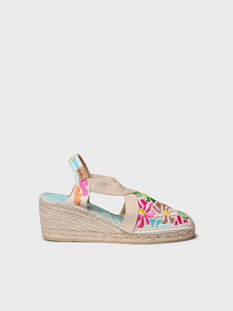 Women's wedge espadrilles with multicoloured embroidery - MONTJOI