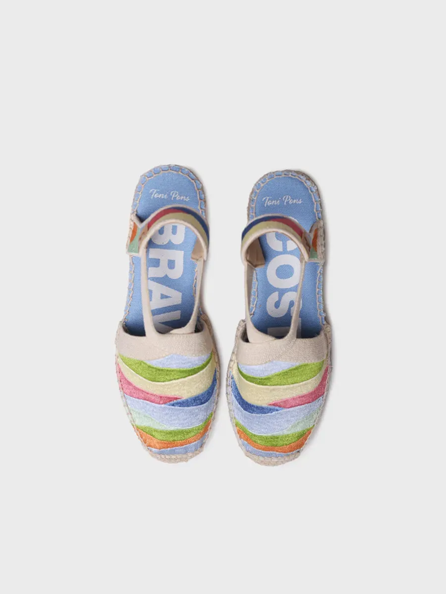 Women's wedge espadrilles with multicoloured embroidery - MONTJOI